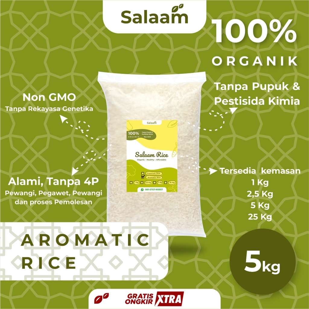 

Beras Organik Aromatic | 5 kg Zakat Fitrah Murah Berkualitas Premium
