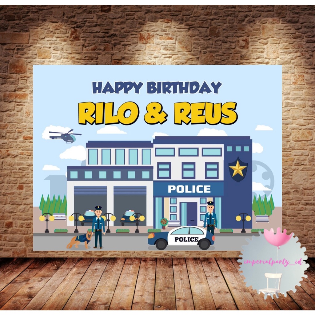 Custom Backdrop Banner Happy Birthday Police Station Kantor Polisi