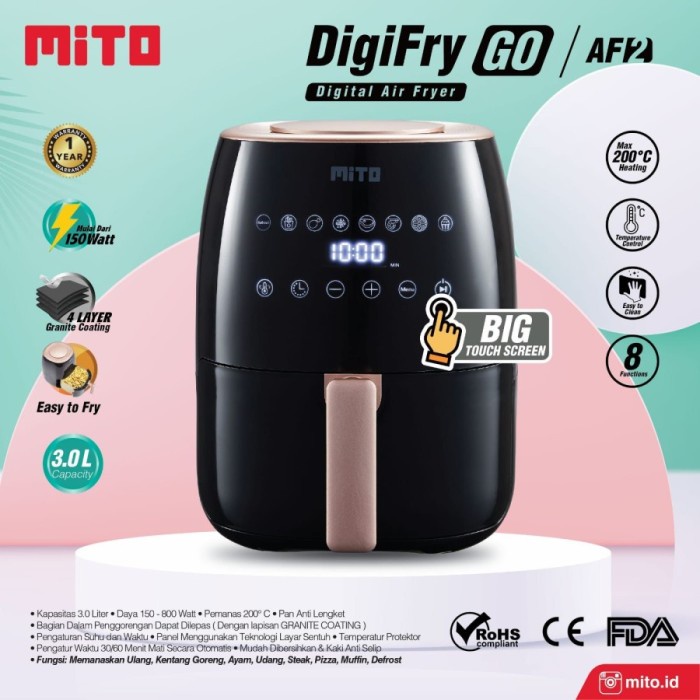 Mito Digital Air Fryer DIGIFRY AF2 3 LIter Deep Fryer AF2