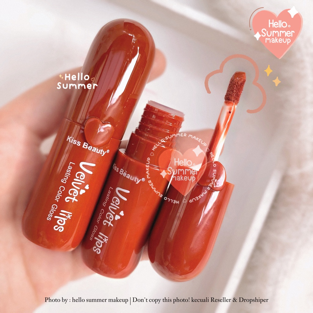 𝐌𝐀𝐓𝐓𝐄 𝐋𝐈𝐏𝐒𝐓𝐈𝐂𝐊 - Kiss Beauty Red Velvet Lasting Lip Color Lipgloss Longlasting 3ml Tahan Lama