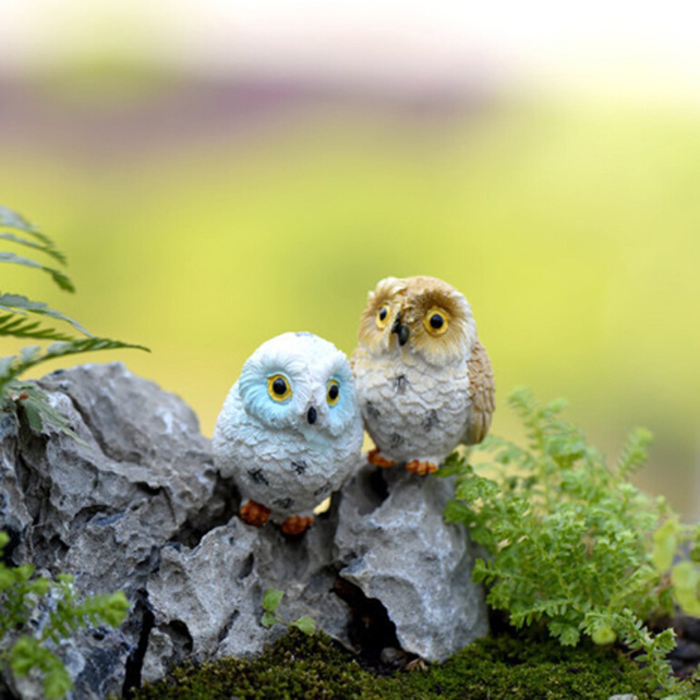Miniatur Hewan Burung  Hantu  Kerajinan  Bonsai Lumut Taman 