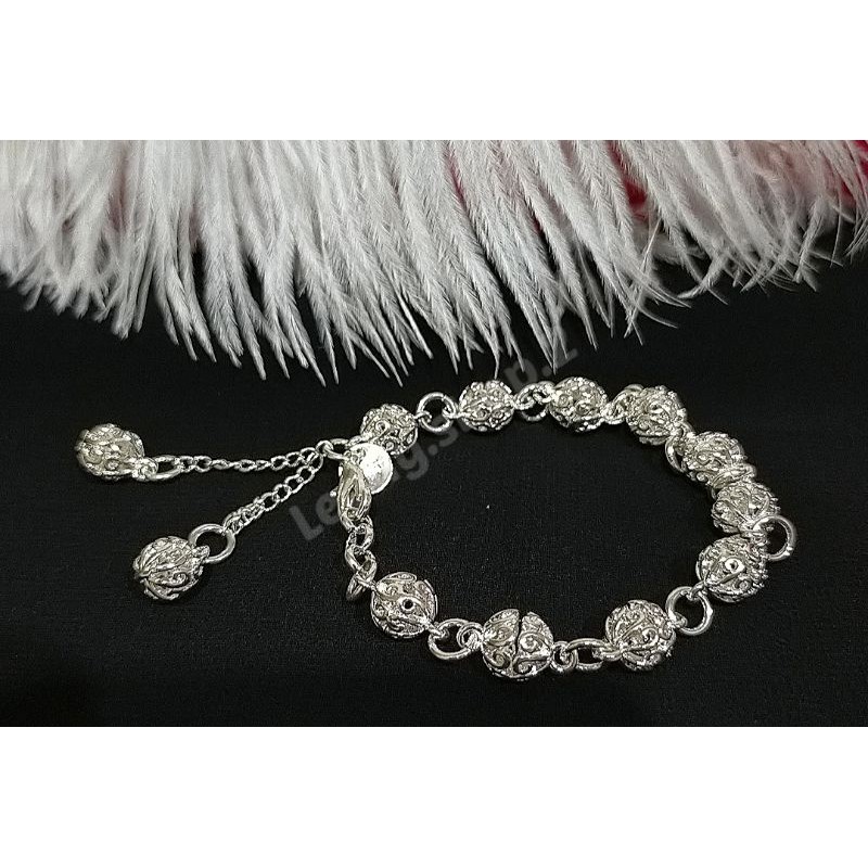 Gelang bahan sterling silver 925 bandul bola hollow GF0014
