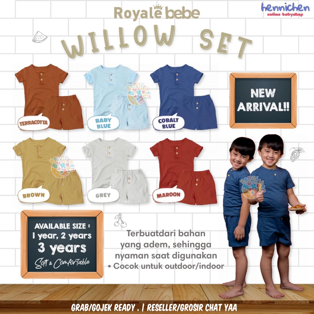 ROYALE BEBE WILLOW SET SETELAN BAJU PENDEK CELANA PENDEK SETELAN BAJU ANAK 1 - 3 TAHUN