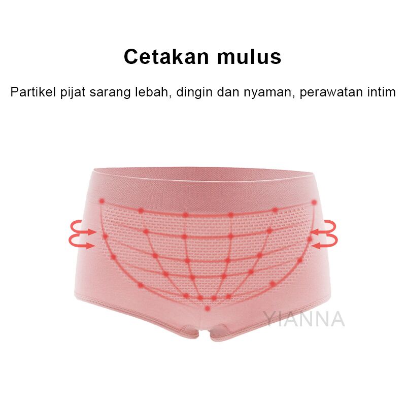 Celana Dalam Wanita Briefs Elastis Seamless Mid Waist Bahan Katun-4