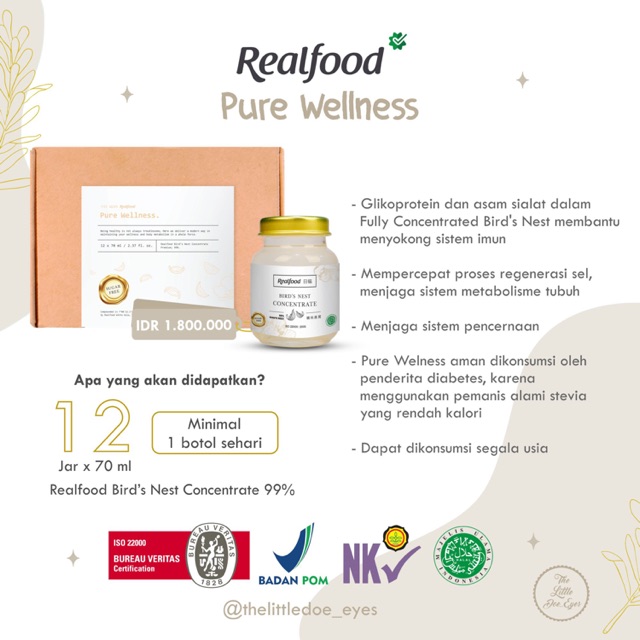 [READY] Realfood Pure Wellness Minuman Sarang Burung Walet 99% Sugar Free