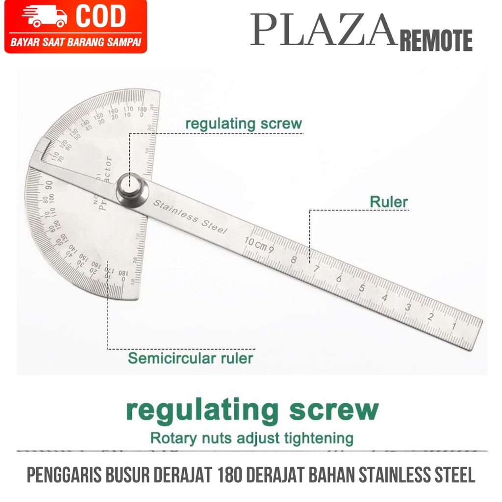 Penggaris Busur Derajat 180 Derajat Bahan Stainless Steel  Sudut Goniometer ALAT UKUR SUDUT