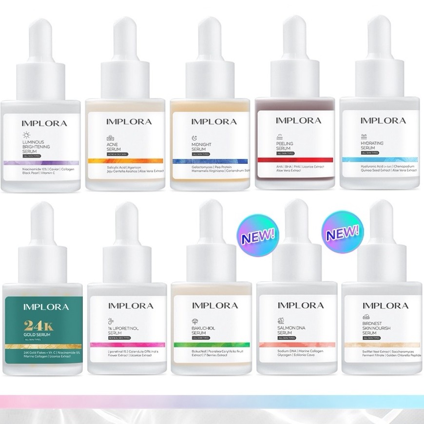 BELLA - [ IMPLORA ] FACE SERUM | SERUM WAJAH 20ML LUMINOUS / SALMON DNA / GOLD 24 / BIRDNESS