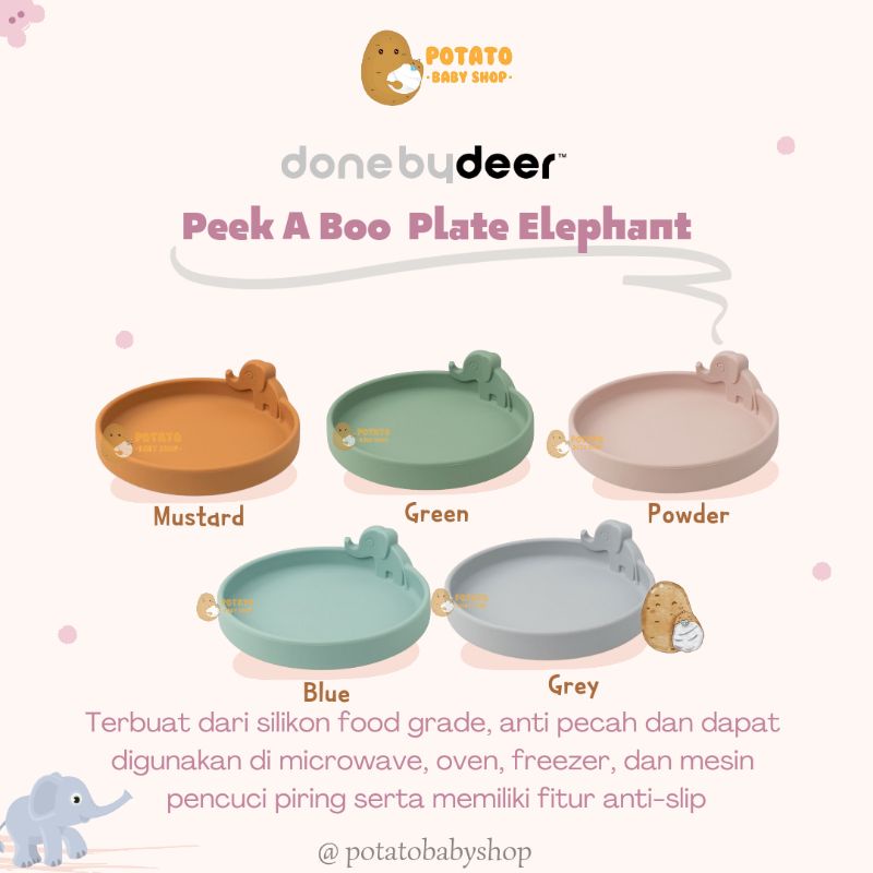 Done By Deer Peekaboo Plate Elphant - Silicone Plate