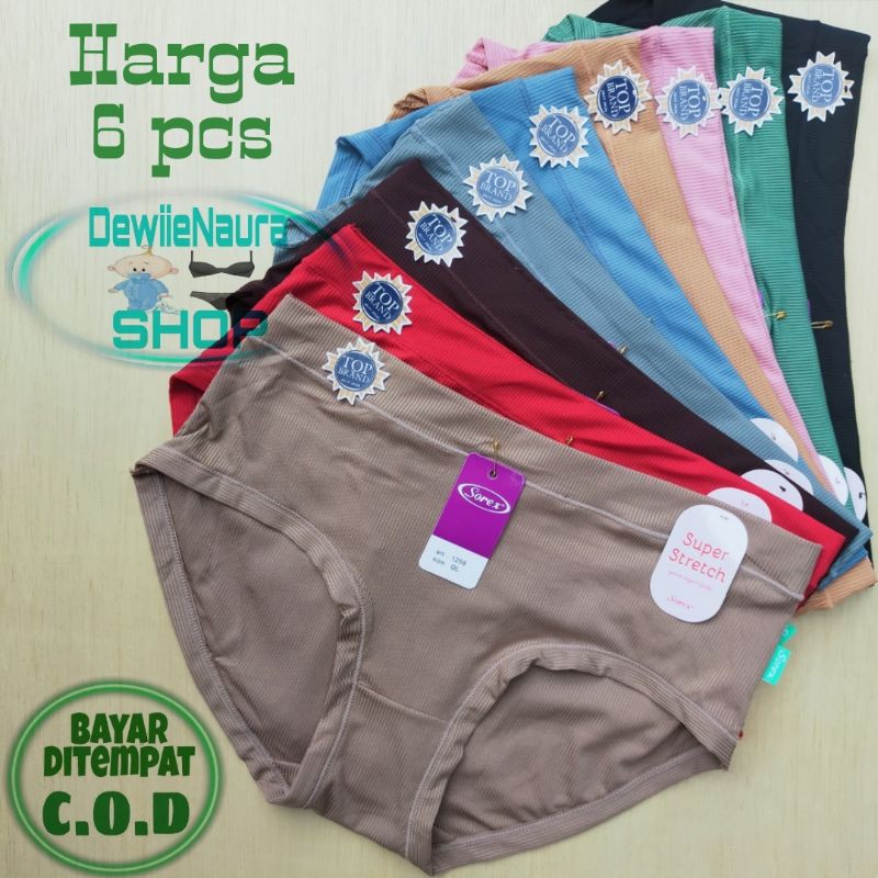 TERLARIS Celana Dalam Wanita Sorex 1259 Super Stretch Cd Cewek Bahan Licin Motif Garis Salur