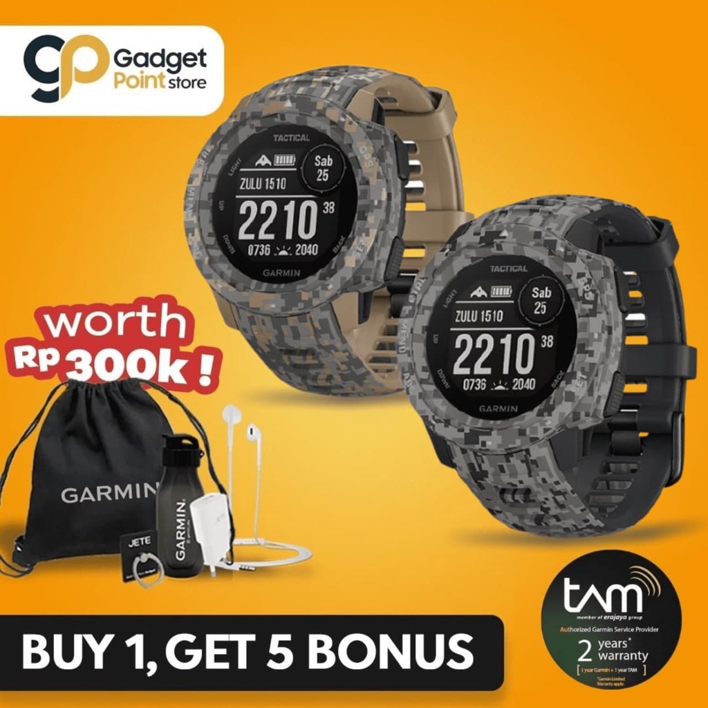 Garmin Smart Watch Instinct Tactical Camo Original - Garansi TAM 2 Tahun