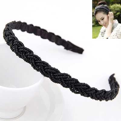 LRC Bando Cubic Beads Decorated Weave Design Alloy Hair Band Hair Hoop A37876