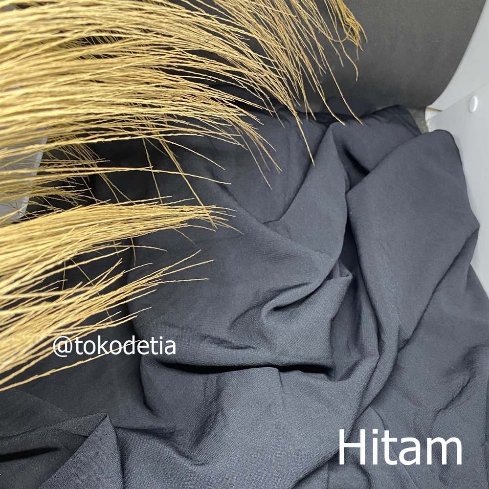 TERMURAH Kain Wolfis Grade A /  Wolpeach Premium /Wolvis Premium gamis tunik fashion-Hitam