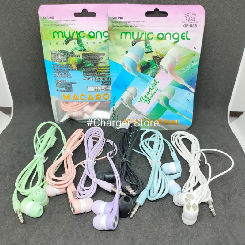 Headset Macaron Musik Angel Handsfree Musik Angel Macaron Mate Color Extra Bass