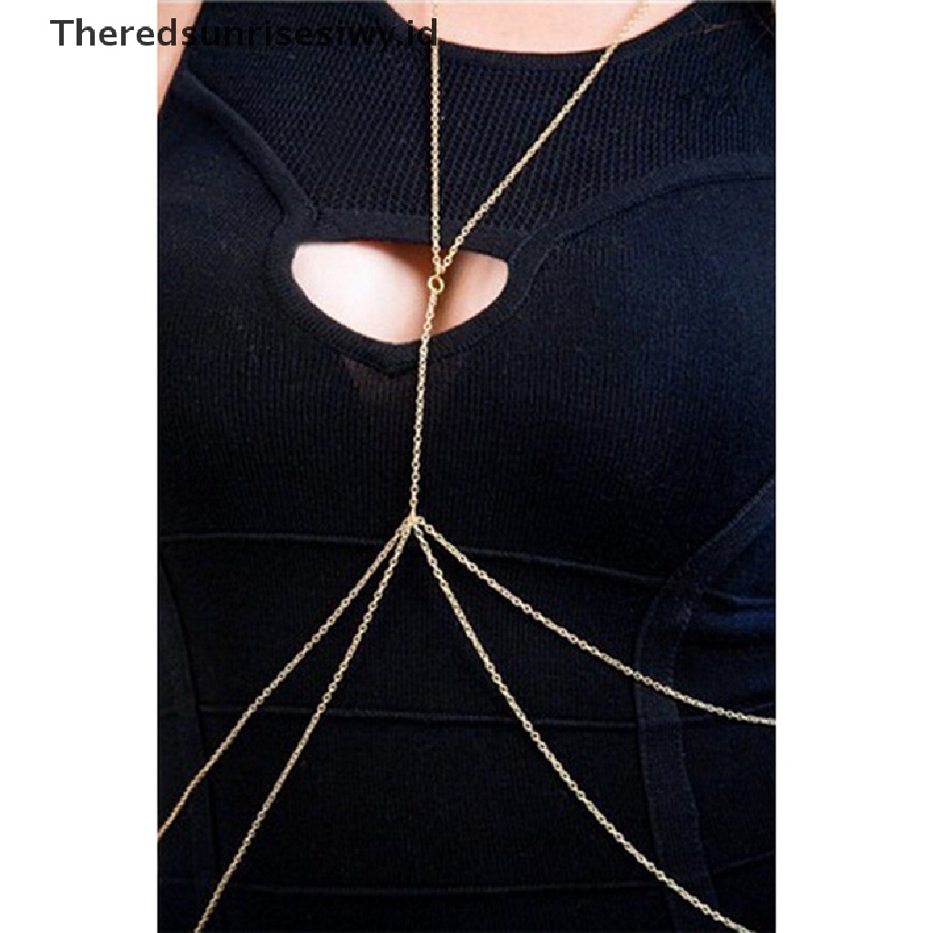 (Theredsunrisesiwy.Id) Kalung Rantai Badan / Pinggang Sexy Warna Gold Untuk Wanita / Bikini / Pantai