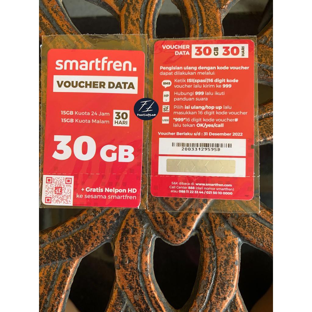 Voucher Fisik Internet Paket Data 4G Smartfren 30GB 30 GB ORI BARU SEGEL GARANSI UANG KEMBALI