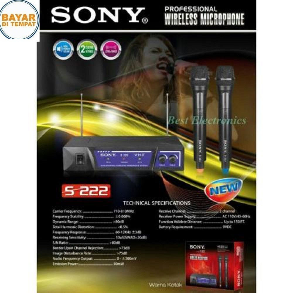 Sony Microphone Mic Double Wireless  S-222 UHF System extra bass