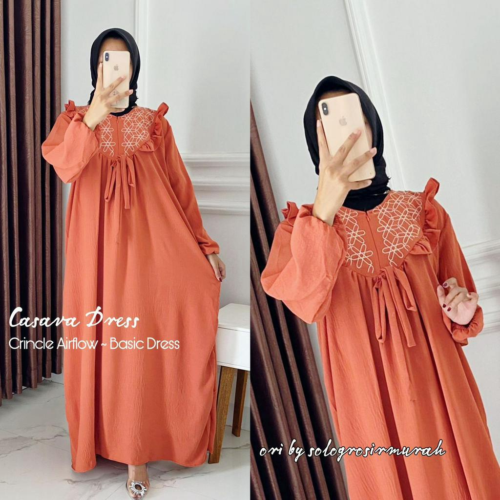 CASAVA DRESS CRINCLE AIRFLOW LD 110CM// GAMIS BORDIR BUSUI FRIENDLY