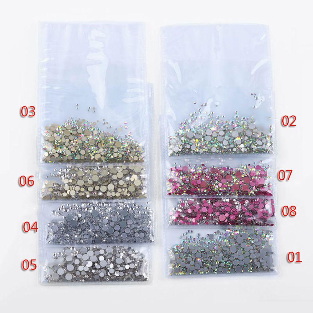 R-flower 1440pcs/bag Nail Rhinestones Baru Merah Mix Ukuran Dekorasi Nail Art