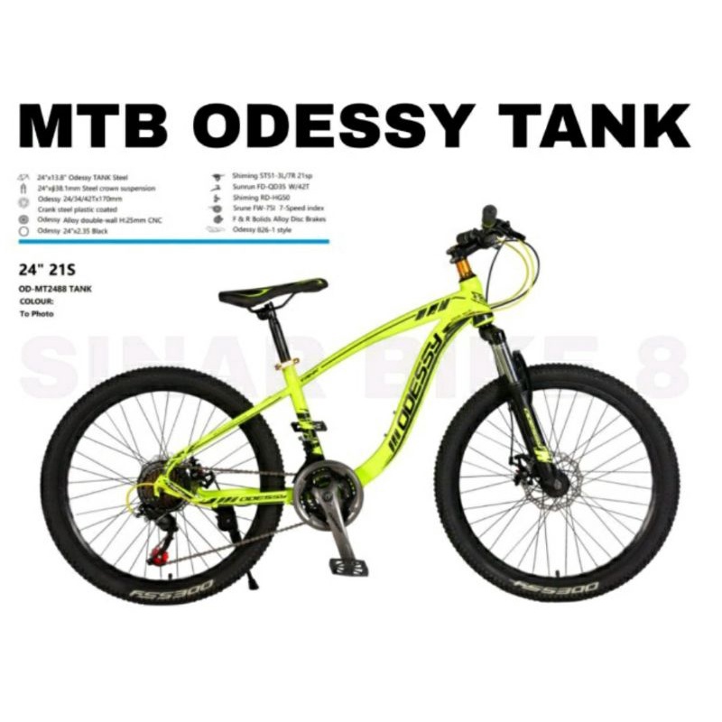 Sepeda Gunung MTB 24 inch Odessy Tank Double Disc Inner Cable 7 Speed