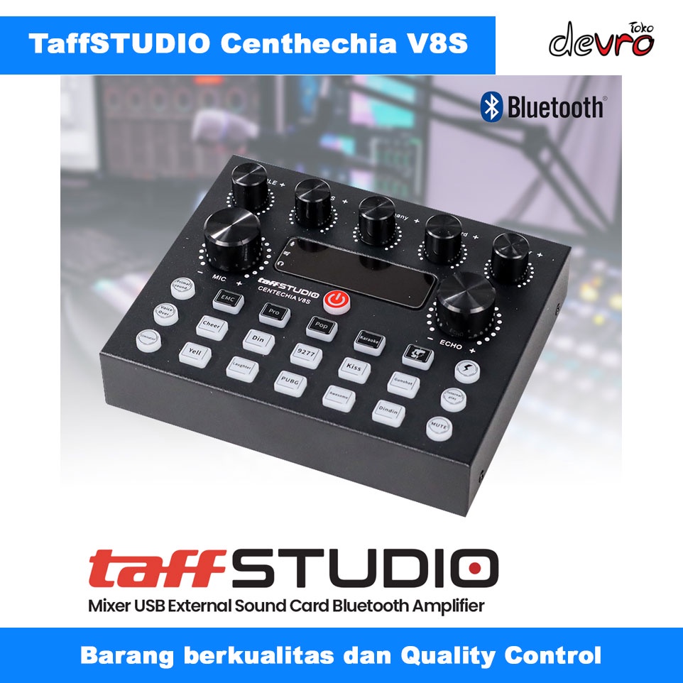 Taffstudio Centechia Sound Card V8S - USB External Sound Card Bluetooth Soundcard Amplifier Mixer Ce
