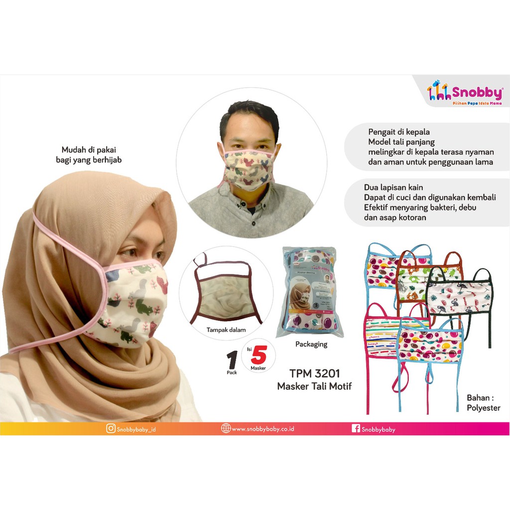 5 Pcs SNOBBY MASKER KAIN TALI HIJAB TPM 3201