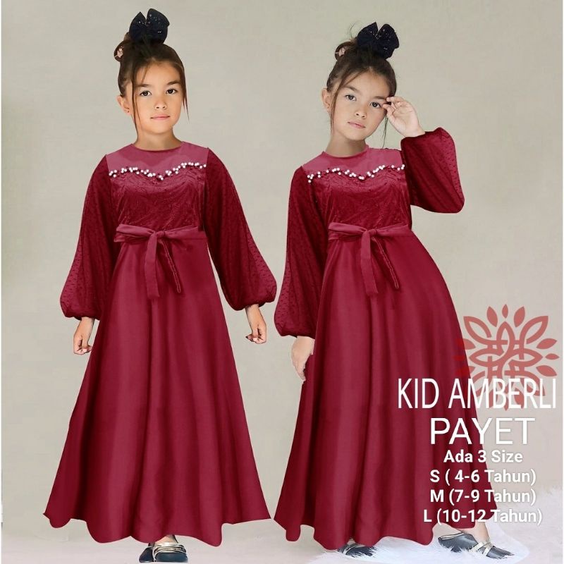 COD☑️PAKAIAN GAMIS ANAK TERBARU/MAXI AMBERLI KIDS/MATT MOSCREPE MIX BROKAT/3 UKURAN S-M-L/PAKAIAN MUSLIM ANAK/FASHION GAMIS ANAK/GOOD QUALITY