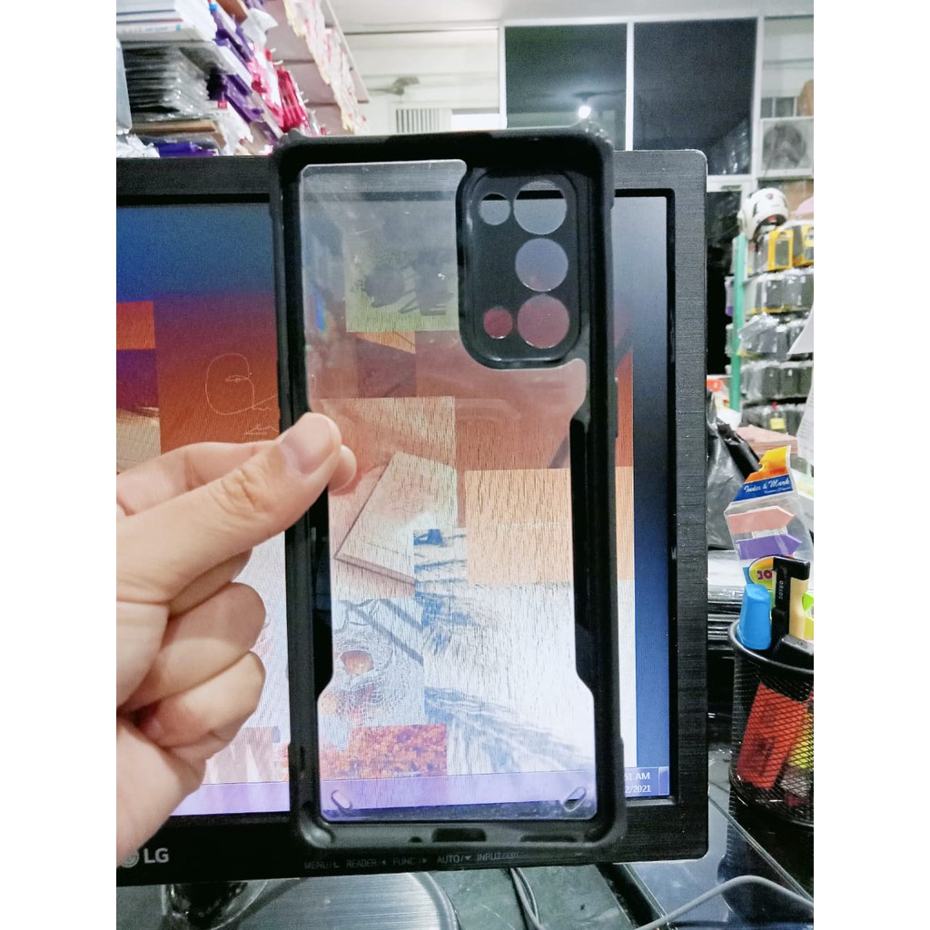 Anti Shocking Oppo RENO 5 Pro 5G A55 4G Hardcase Mika List Hitam Acrylic Case