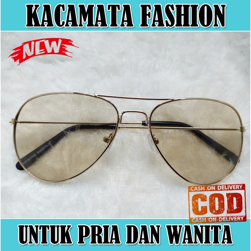 Kacamata Fashion Pria Wanita Model Aviator Lens Transparan multicolor Kaca mata Aviator Unisex