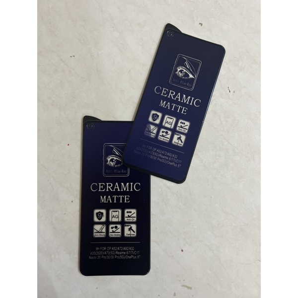 TEMPERED GLASS CERAMIC MATTE BLUE RAY TYPE OPPO (A) (untuk semua hp oppo utk type bisa dipilih iya kk0