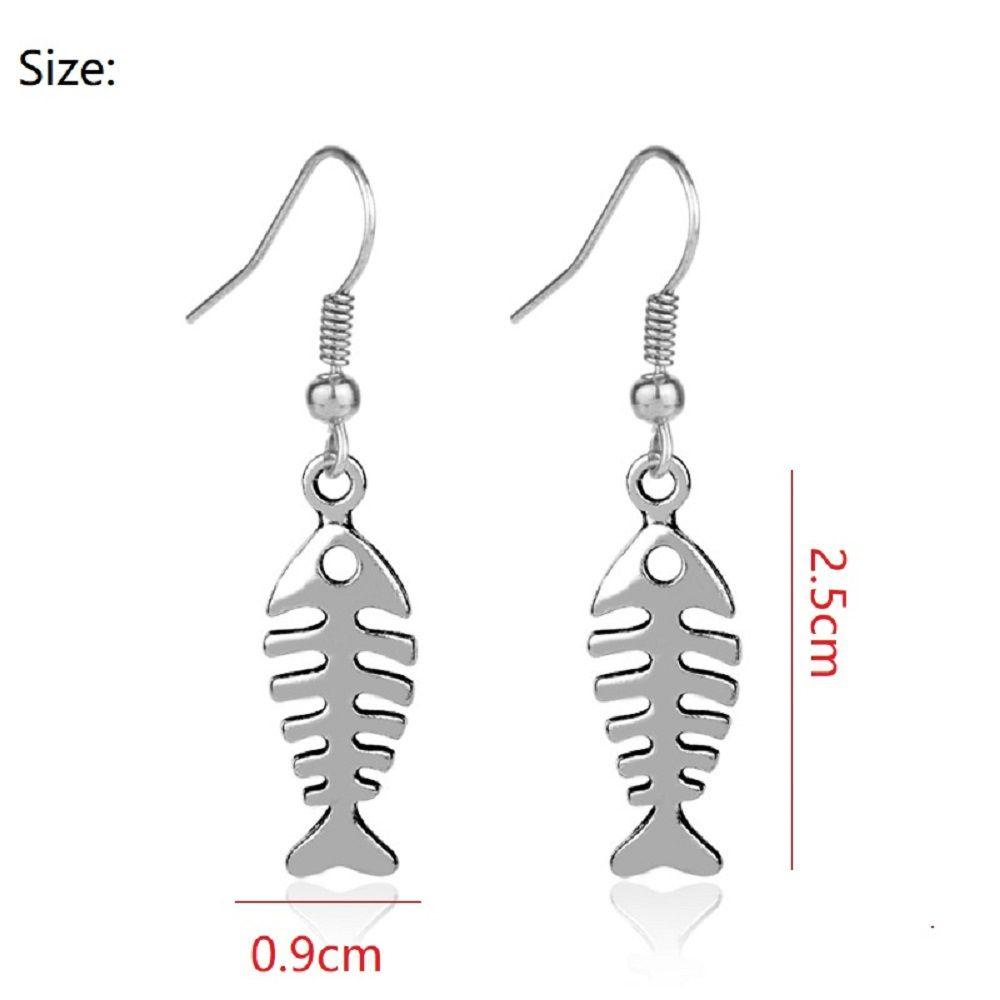 Lily 1pasang Anting Terkait Tulang Ikan Fashion Menjuntai Earring Aksesoris Perhiasan Untuk Wanita Anti Karat