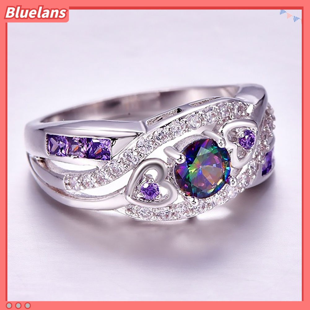 Cincin Jari Bentuk Hati Ganda Bahan Cubic Zirconia Untuk Pernikahan