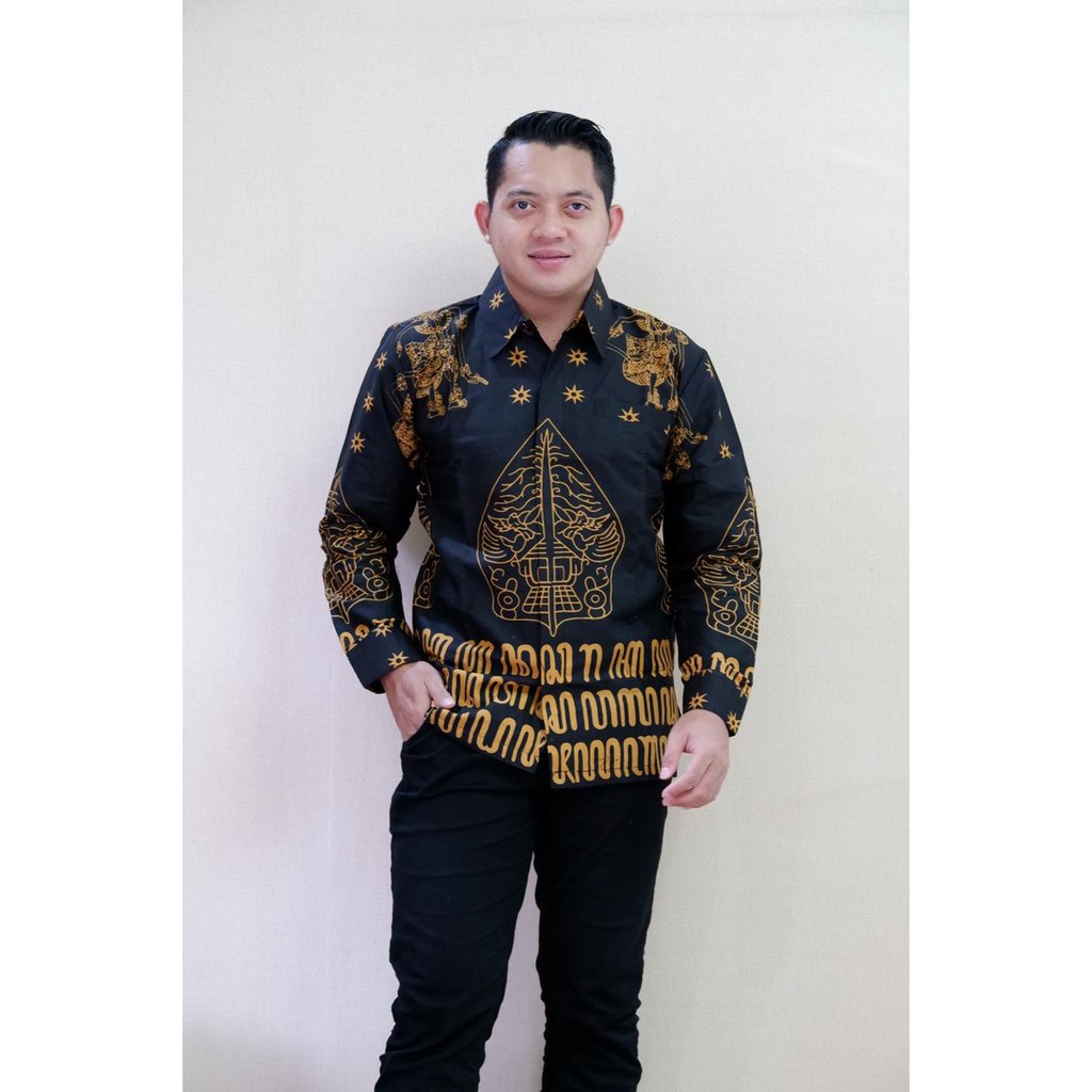 WAYANG EMAS KUNING kemeja batik pria lengan panjang terbaru ORIGINAL panjang modern PREMIUM