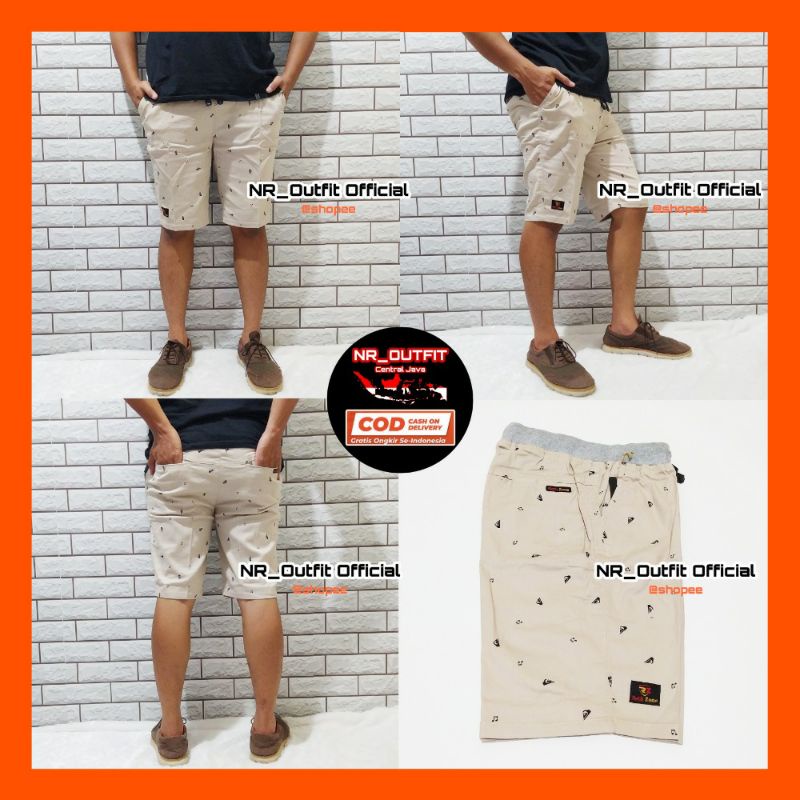 Celana Chino Pendek Rip Motif Pria Top Grade Pinggang Karet Street Surfing Stretch Santai Big Size