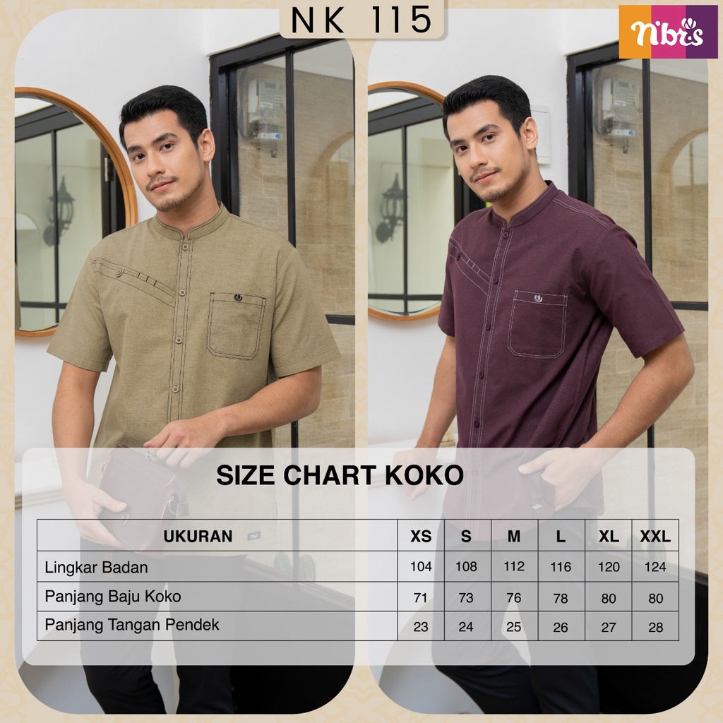 Nibras Atasan Pria NK 115 Bahan Cassanova 2D Koko Pria Simpel Modern