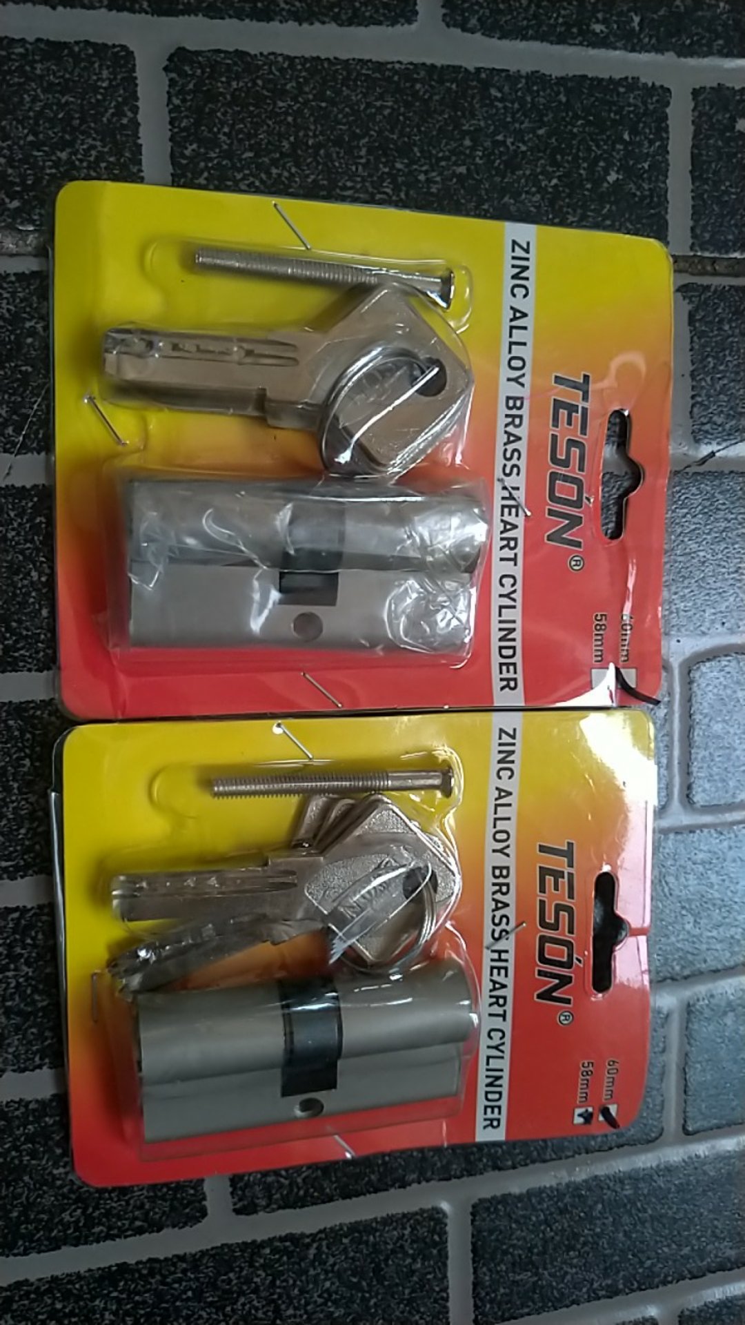 1 Set | Silinder Kunci Teson Besar - Kecil / Jantung Kuningan / Cylinder Press Door Lock Key