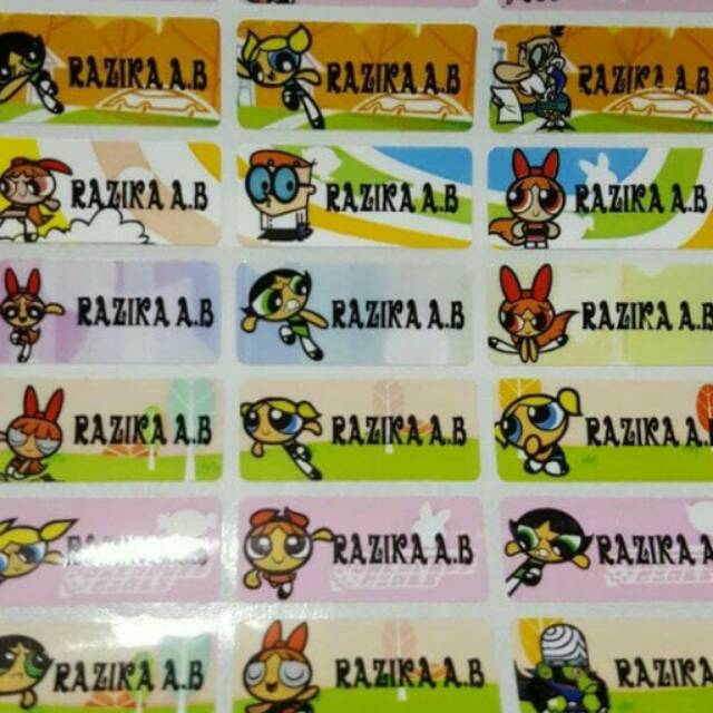 

sticker label nama waterproof size M. Power Puff Girl 2.