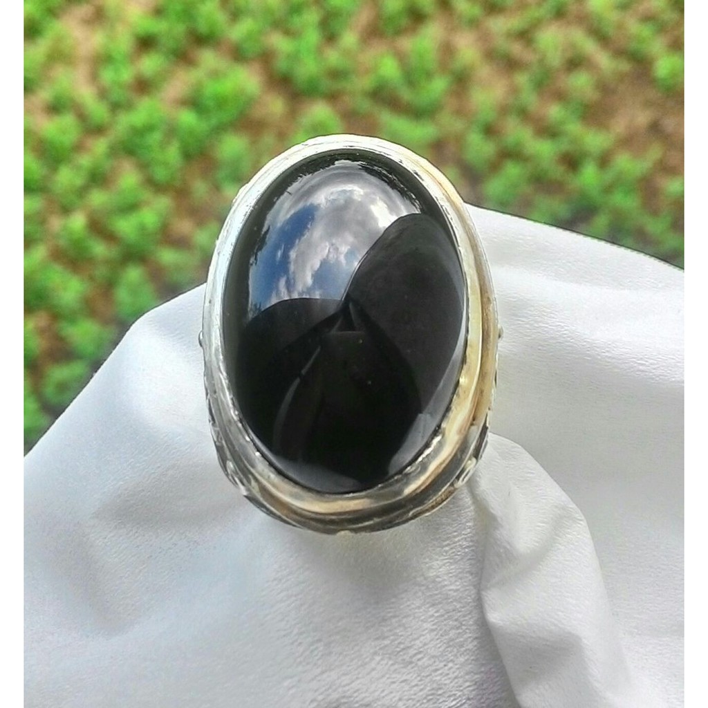 Natural Yahman Wulung Big Size Ring Perak 925 Handmade Plus Memo to