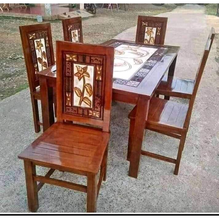 meja makan minimalis kayu jati / kursi makan jati / toko mebel terdekat / mebel jati / furniture jep