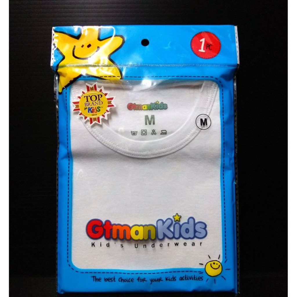 WW Kaos OBLONG ANAK Gt Man Kids PLASTIK BIRU GTMK03 dalam putih gtman gtmk