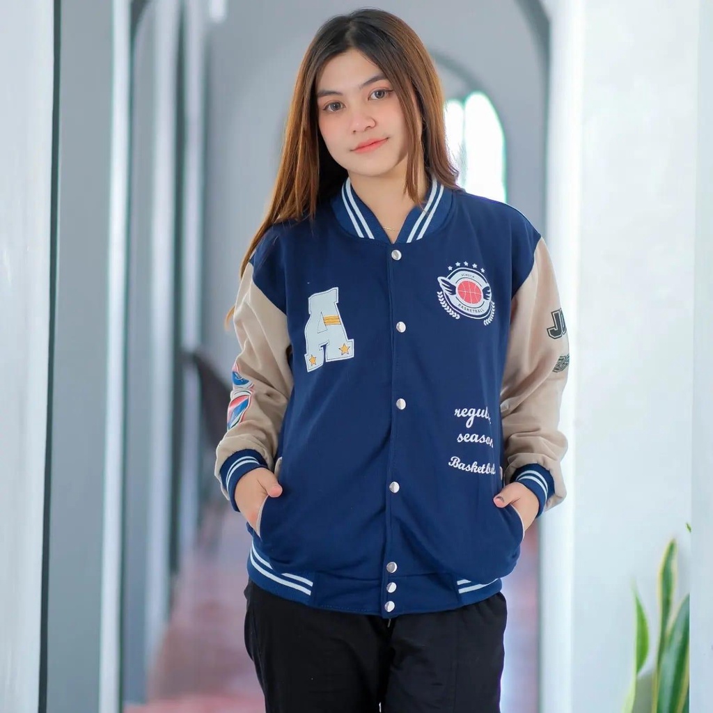 Jaket Baseball varsity wanita 3D A chock Fashion Terbaru