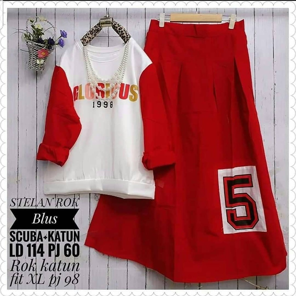 Five Set Rok dan baju / Pakaian Wanita set atasan - bawahan / Pakaian Wanita Santai