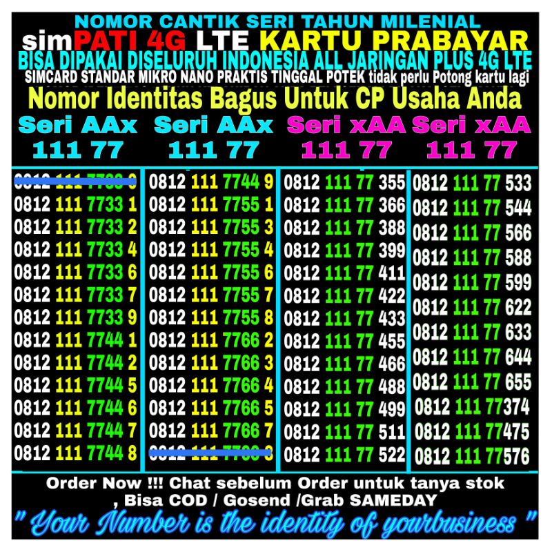 nomor cantik simpati murah triple