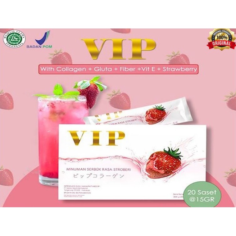 ORIGINAL 100% VIP COLLAGEN m 1 Box isi 20 SUPLEMEN KECANTIKAN COLAGEN MINUMANORIGIMAL PERAWATAN PEMUTIH KULIT WAJAH KOLAGEN DRINK BPOM ORIGINAL