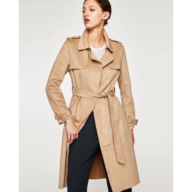 Long Coat Stradivarius Faux Suede