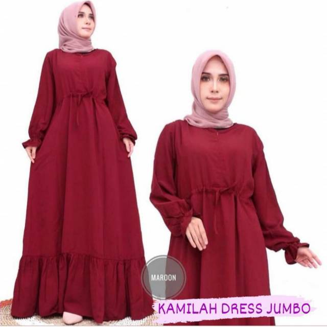 Kamilah Dress - Ukuran XXL - Baju Gamis Jumbo - Baju Gamis Murah Wanita Dress Big Size - Gamis Syari