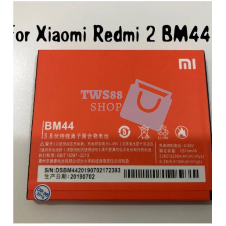 (TWS) Batre Battery original BM44 Xiaomi Redmi 2 (BM44 dan BM41 sama)