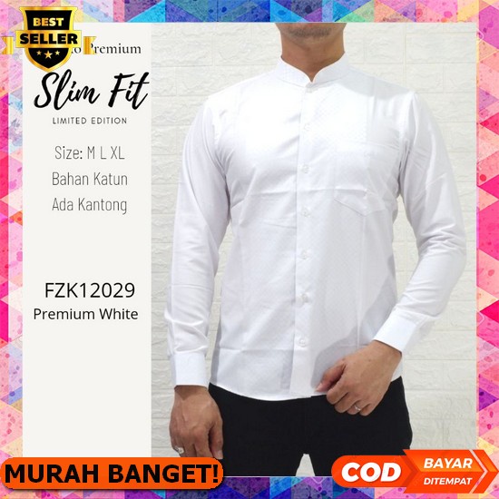 Stelan Kemeja Sarung Tumpal Putih Diy Store 31 / Sarko Pleret Putih / Baju Koko Pria Dewasa Muslim T