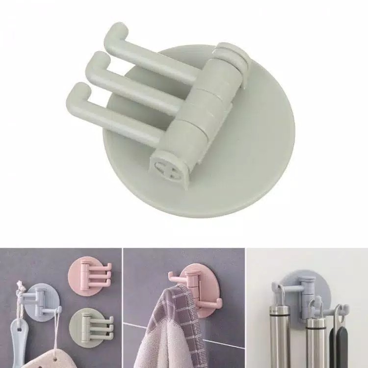 Gantungan Dinding 3 in 1 - Kapstok Baju - Gantungan Cantolan Dinding Pintu Kamar Mandi 3 in 1