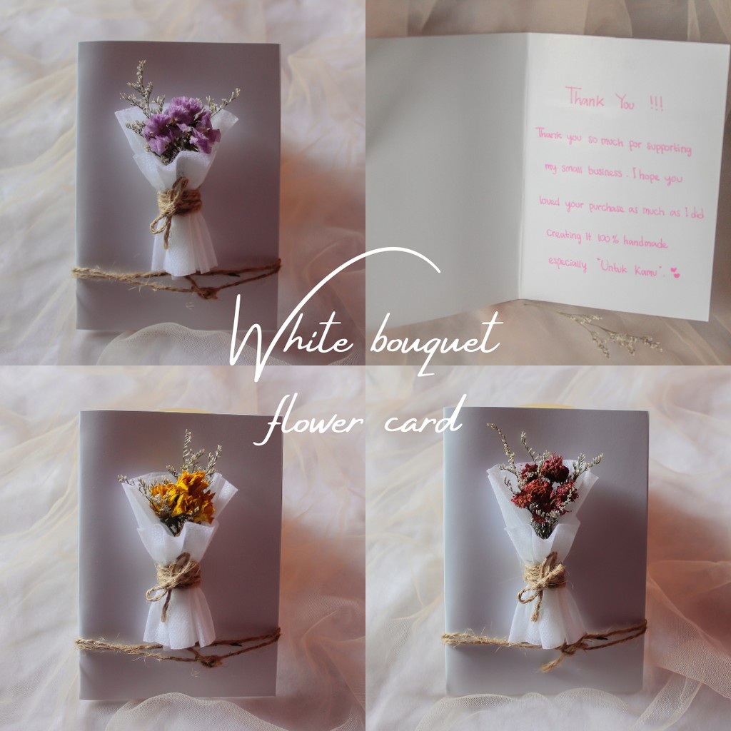 Jual Kartu Ucapan Dried Flower Kartu Ucapan Terimakasih Birthday Card Bouquet Flower Gift