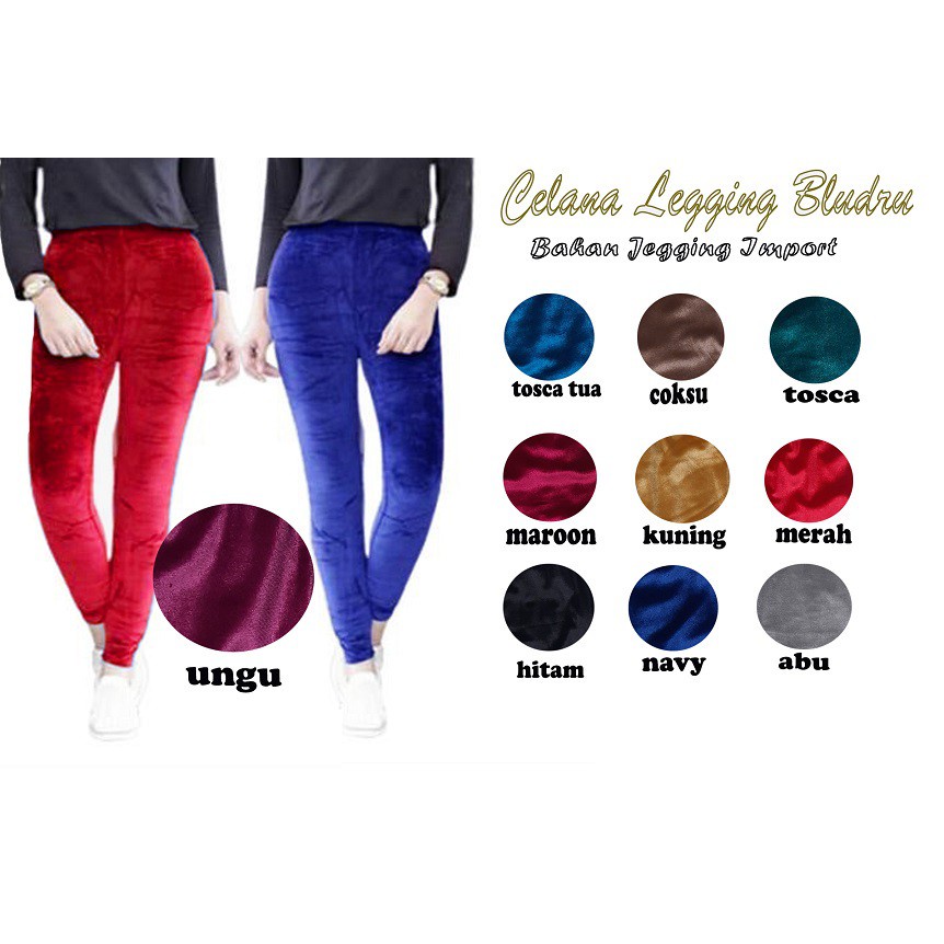 FORTGLASS Celana Leggings Bludru Velvet Premium Legging Polos Legging Import Celana Jegging Wanita